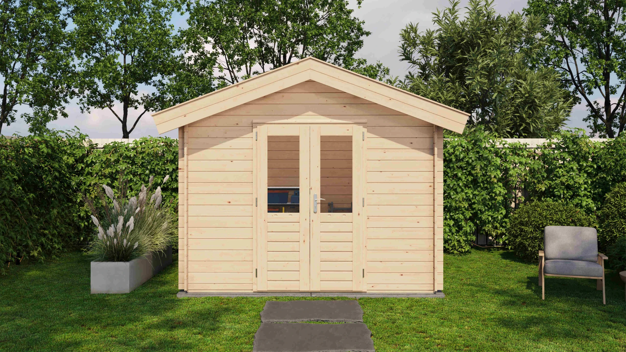Eschweiler 300 x 200 cm: Lugarde Select Gartenstudio, Blick auf die Eingangsseite, naturbelassen, Motiv 1 von 7