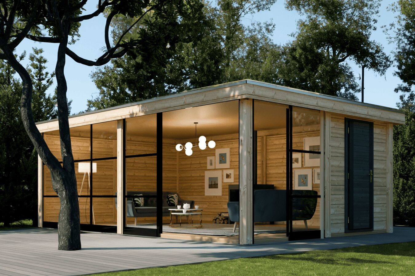 Sommerlounge mit Terrasse vom Lugarde-Center, überdachter Sitzbereich zum Entspannen, Grillen und Feiern.