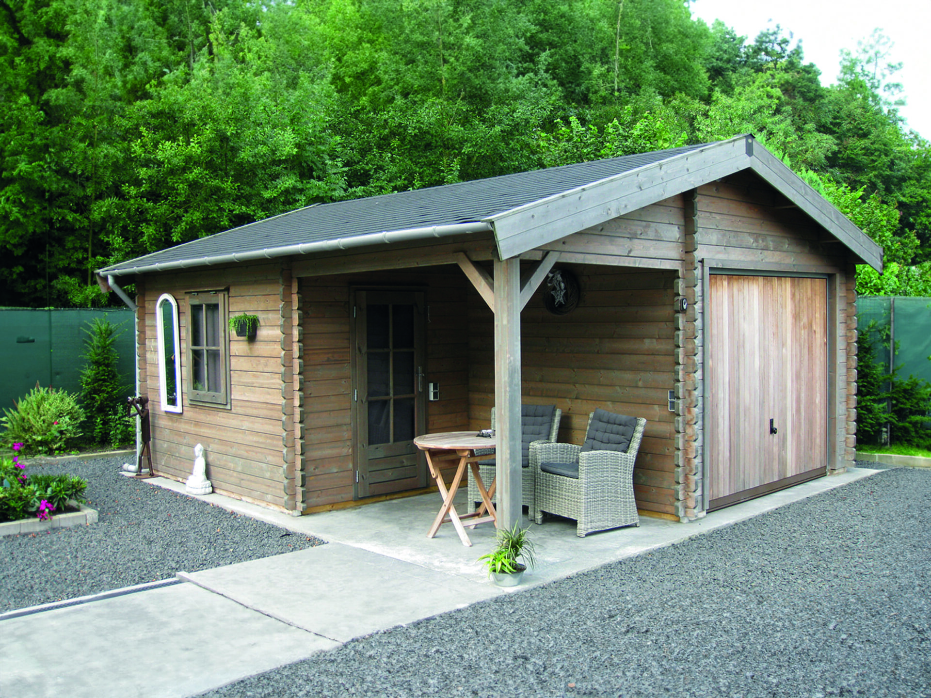 Holzgarage mit Abstellraum von Lugarde, modern, Design, hochwertig, aus Fichte, mit Fenster, robust, langlebig.